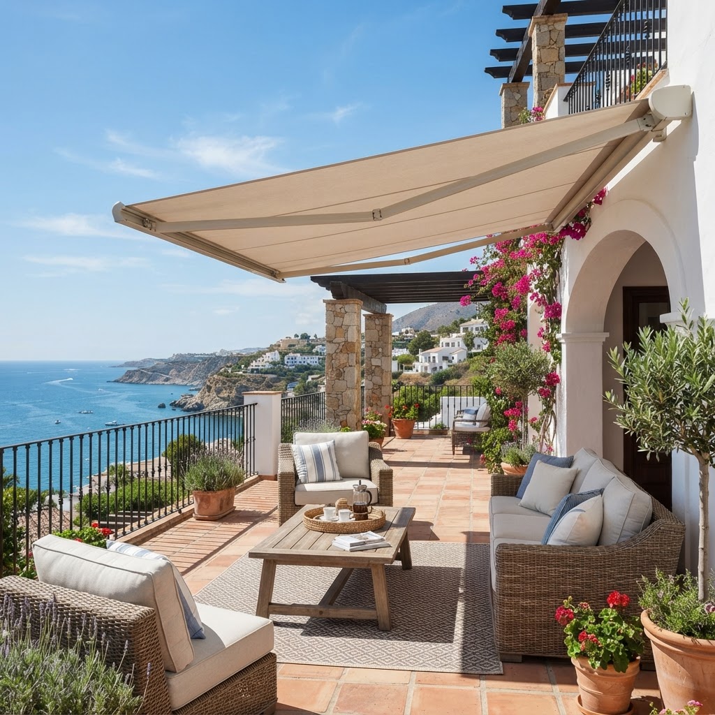 Awning installed over a terrace